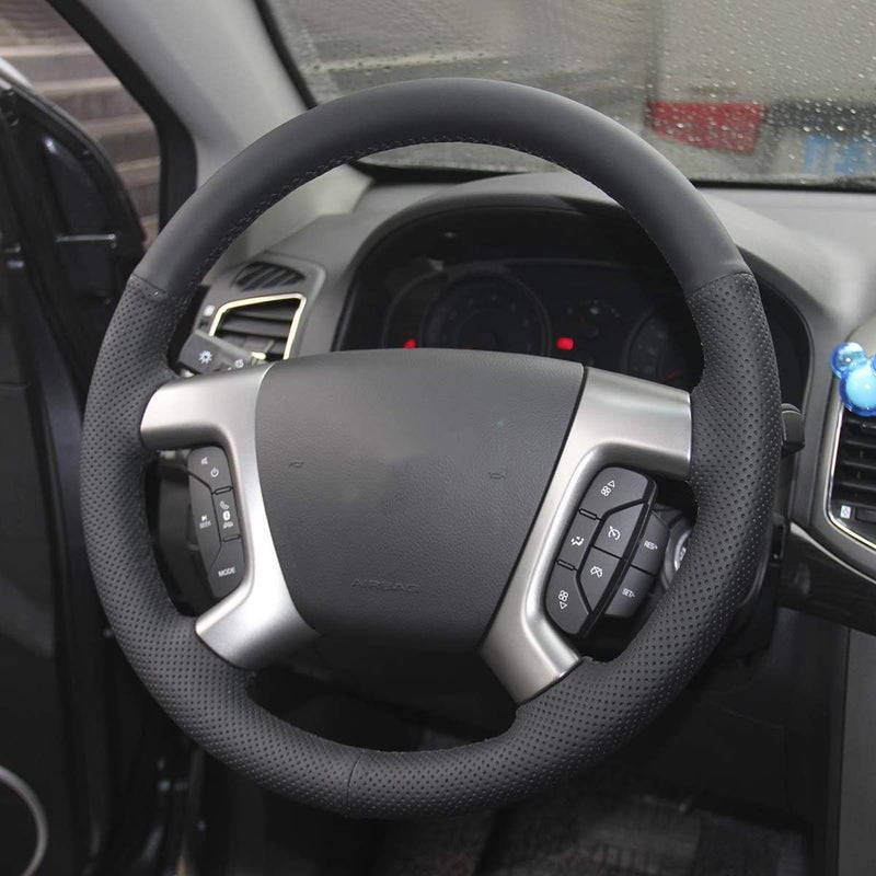 JI Loncky Genuine Leather Steering Wheel Cover for Chevrolet 2008-2013 Silverado 1500 /Silverado 2500 3500/2007-2014 Tahoe/2007-2014 Suburban 1500/2007-2013 Avalanche 1500/2009-2015 Traverse/Express - Image 2